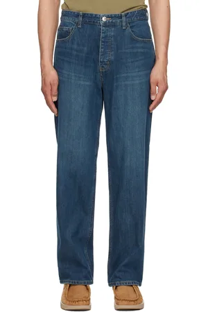 Solid Blue Semi Wide Jeans