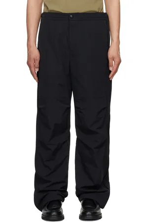 Solid Black String Detail Trousers