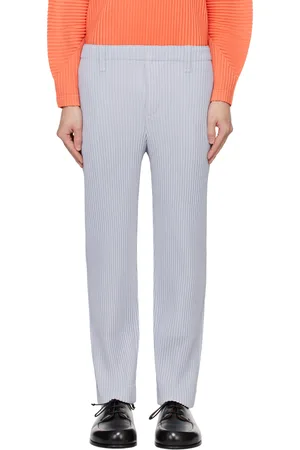 Issey Miyake Blue Kersey Pleats Trousers