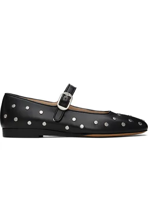 Le Monde Beryl Black Mary Jane Studded Leather Ballerina Flats