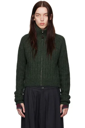 Hyein Seo Green Cropped Knit Sweater