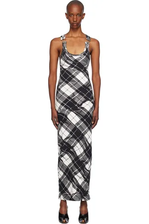 Jean Paul Gaultier Black & White Tartan Maxi Dress