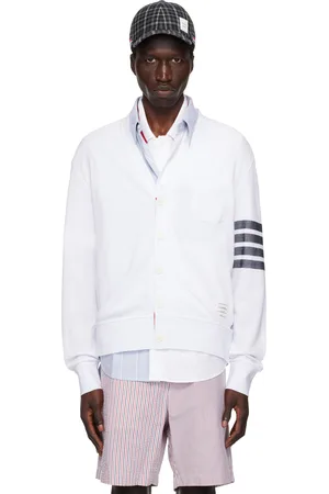 Thom Browne White 4-Bar Cardigan