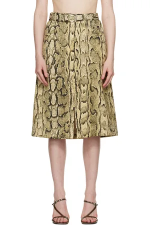 DRIES VAN NOTEN Beige Belted Midi Skirt
