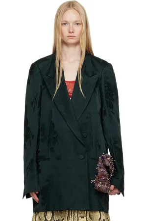 DRIES VAN NOTEN Green Jacquard Blazer