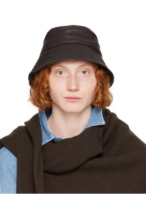 DRIES VAN NOTEN Brown Leather Bucket Hat