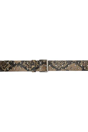 DRIES VAN NOTEN Beige & Black Studded Leather Belt