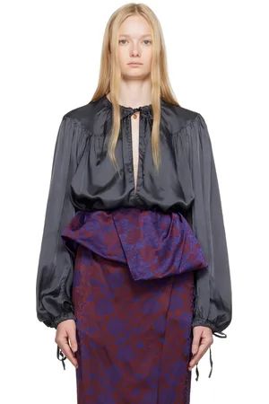 DRIES VAN NOTEN Gray Drawstring Blouse
