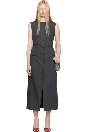 DRIES VAN NOTEN Gray Tailored Midi Dress