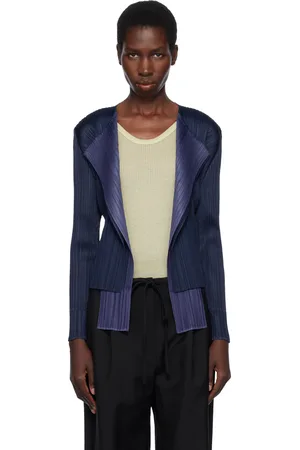 PLEATS PLEASE ISSEY MIYAKE Navy Merry Bicolor Cardigan