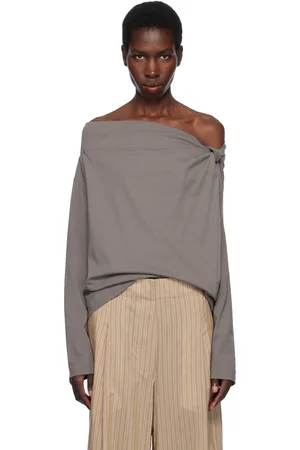 DRIES VAN NOTEN Taupe Off-Shoulder Top