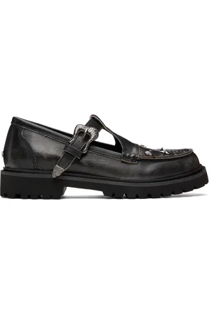 【ANDERSSON BELL】UNISEX WESTERN MARY JANE LOAFERS / 追跡付 Black Western Mary Jane Loafers by Andersson Bell on Sale