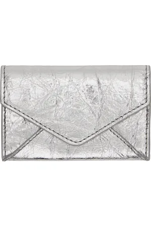 DRIES VAN NOTEN Silver Leather Envelope Card Holder