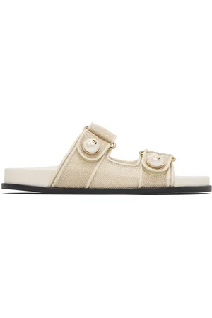 Jimmy Choo Off-White & Gold Fayence Sandals