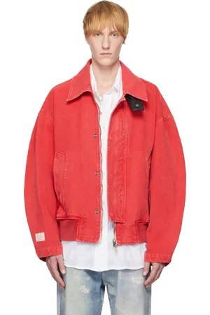 WOOYOUNGMI Red Leather Tab Dyed Jacket
