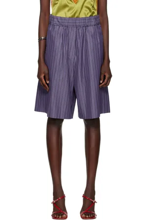 DRIES VAN NOTEN Purple Striped Shorts