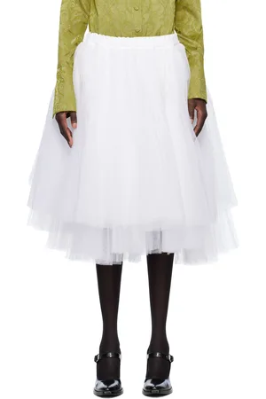 Comme des Garçons White Nylon Tulle Midi Skirt