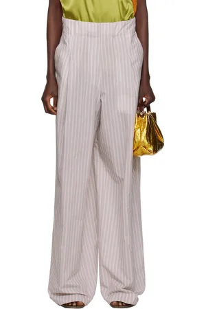 DRIES VAN NOTEN Gray & Pink Wide Pleated Trousers