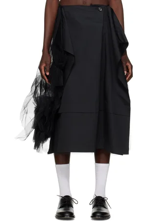 Comme des Garçons Black Canvas & Nylon Tulle Midi Skirt