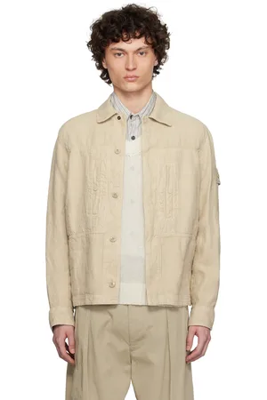 Stone Island Beige Diagonal Linen Overshirt