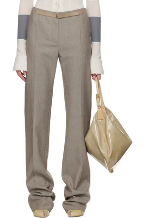 Tory Burch Taupe High Waisted Wool Trousers