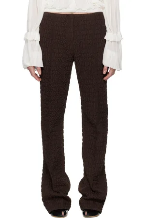 Tory Burch Brown Wool Silk Slim Trousers