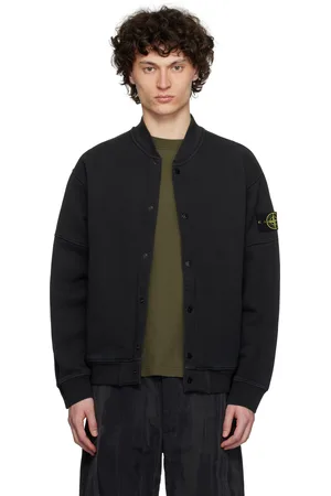 Stone Island Black Diagonal Fleece Old Effect Bomber Jacket