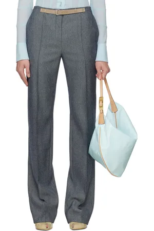 Tory Burch Gray High Waisted Wool Trousers