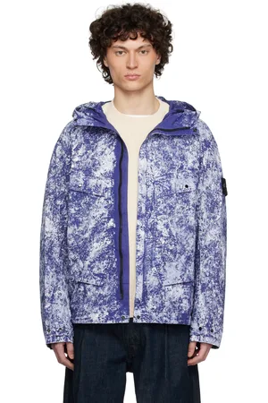 Stone Island Blue White Pigment On Tela Paracadute Stretch-TC Jacket