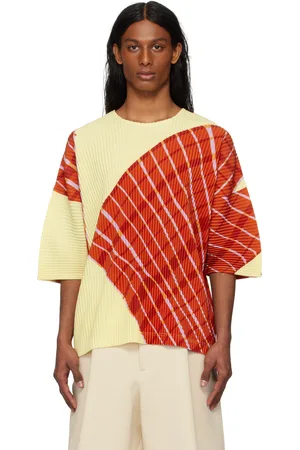 Issey Miyake Yellow & Orange Windswept Plaid T-shirt