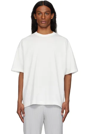 Issey Miyake White Windswept Plaid T-shirt