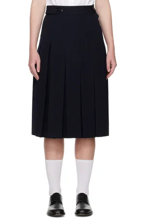 Comme des Garçons Wool Pleated Waist Button Midi Skirt