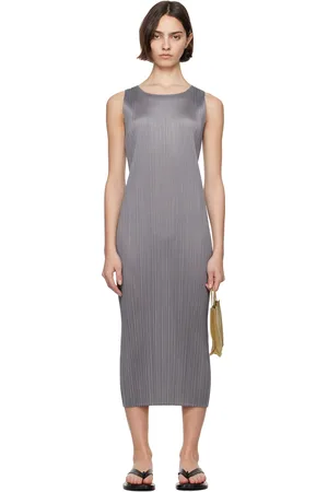 PLEATS PLEASE ISSEY MIYAKE Gray Basics Maxi Dress