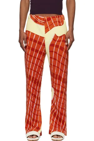 Issey Miyake Yellow & Orange Windswept Plaid Trousers