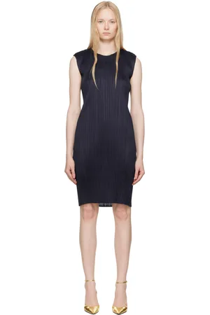 PLEATS PLEASE ISSEY MIYAKE Navy June New Colorful Basics 4 Midi Dress