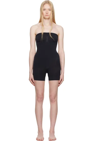 SKIMS Black Seamless Sculpt Strapless Shortie Bodysuit