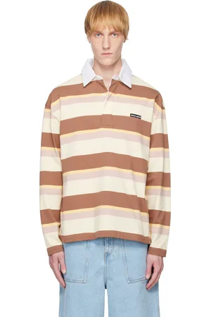Maison Kitsuné Beige & Brown Striped LS Oversize Polo