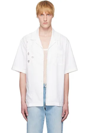 Marine Serre White Regenerated Household Linen Bowling Shirt