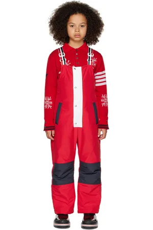Thom Browne Kids Red & Navy Fun-Mix Down Ski Overalls