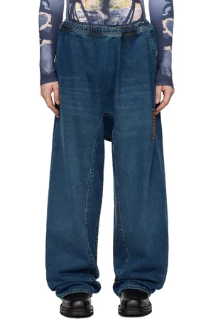 【関税込み】Y/Project ネイビー＆ピンク Souffle ジーンズ Navy & Pink Souffle Jeans by Y/Project on Sale