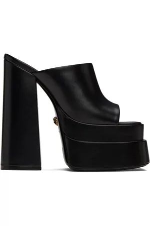 VERSACE Black Platform Heeled Sandals