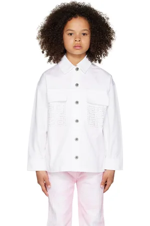 Givenchy Kids White Crystal-Cut Denim Jacket