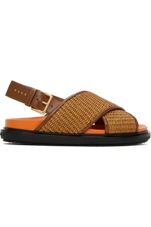 Marni Brown & Orange Fussbett Criss-Cross Sandals