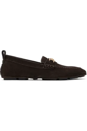 VERSACE Brown Villa Suede Driver Loafers