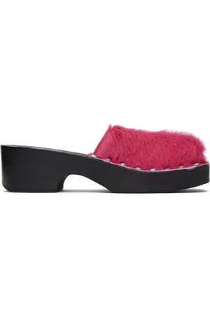 Acne Studios Pink Hairy Clogs
