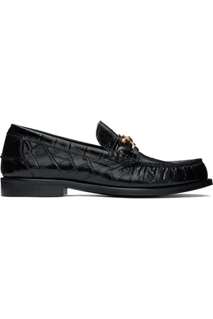 VERSACE Black Croc-Effect Medusa 