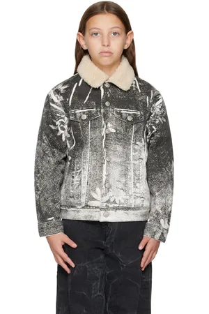 Maison Margiela Kids Black & White Printed Denim Jacket