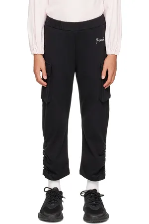 Marni Kids Black Embroidered Logo Cargo Pants