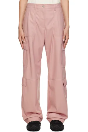 Msgm Pink Cargo Pockets Faux-Leather Trousers