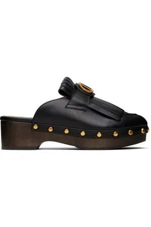 サンダル・ミュール Valentino Garavani 'VLogo Signature' clogs Vlogo Signature Calfskin Clog Sandal With Fringes 120mm for